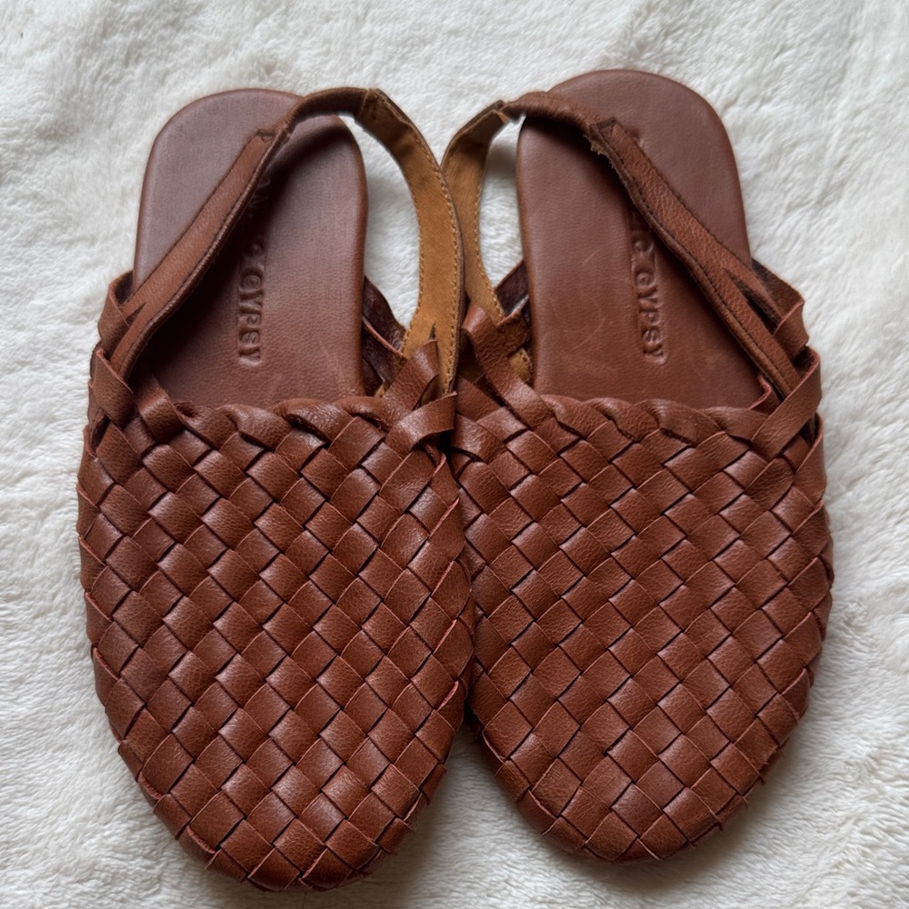 Scandic Gypsy little girl size 14 Woven Leather Slingback Sandals